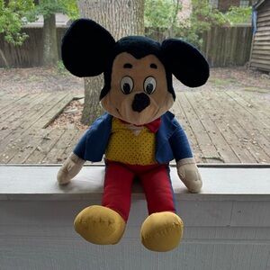 Vintage 60’s 70’s Knickerbocker Micky Mouse Jumbo Plush Stuffed Doll 26” USA